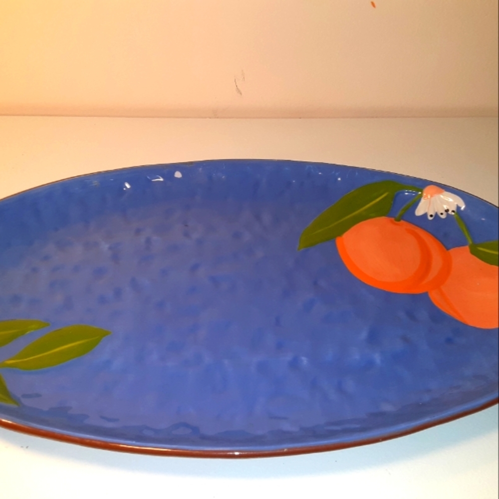 Cobalt blue peaches terracotta platter
